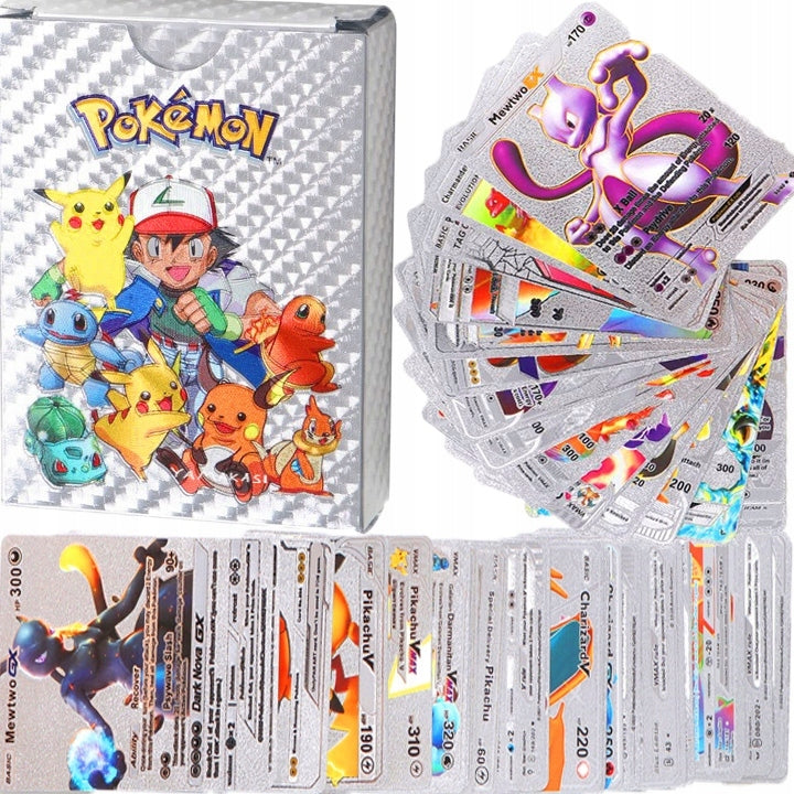 Karty Pokemon Kolekcjonerskie 3w1 Złote Czarne Srebrne 165 Sztuk