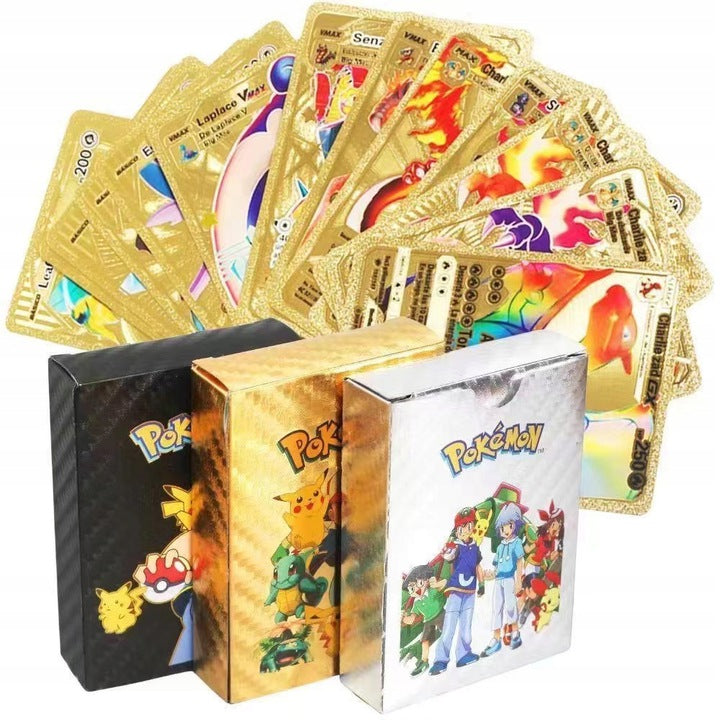 Karty Pokemon Kolekcjonerskie 3w1 Złote Czarne Srebrne 165 Sztuk