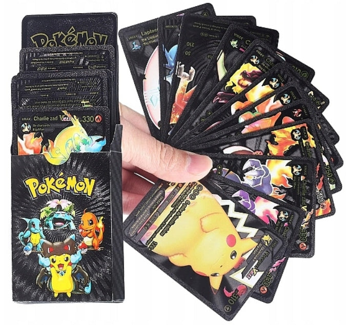 Karty Pokemon Kolekcjonerskie 3w1 Złote Czarne Srebrne 165 Sztuk