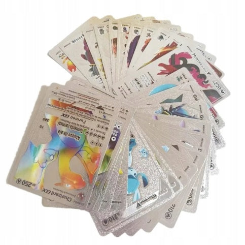 Karty Pokemon Kolekcjonerskie 3w1 Czarne Srebrne Tęczowe 165 Sztuk