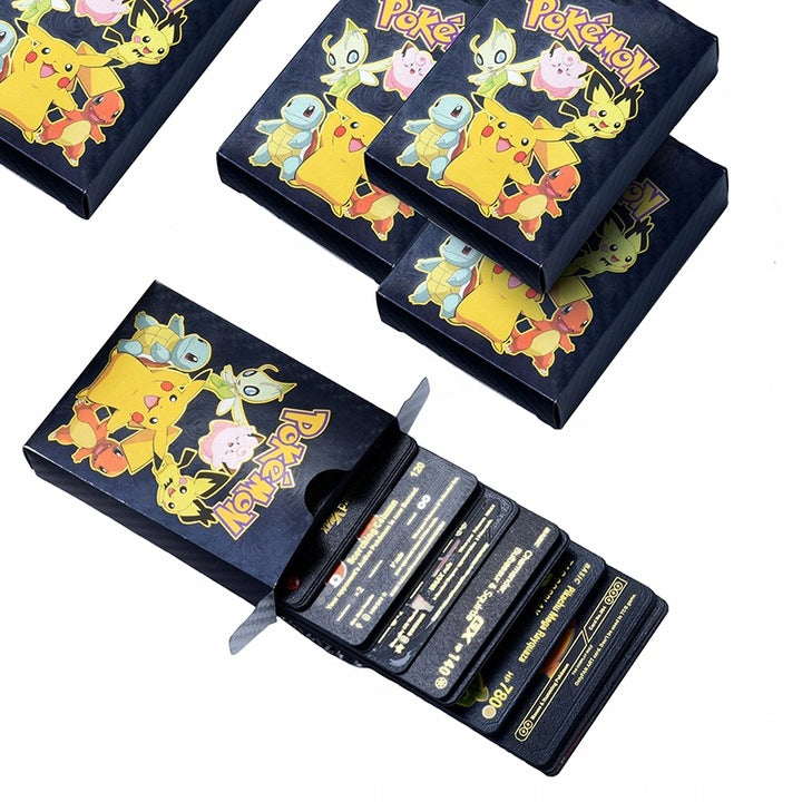Karty Pokemon Kolekcjonerskie 3w1 Czarne Srebrne Tęczowe 165 Sztuk