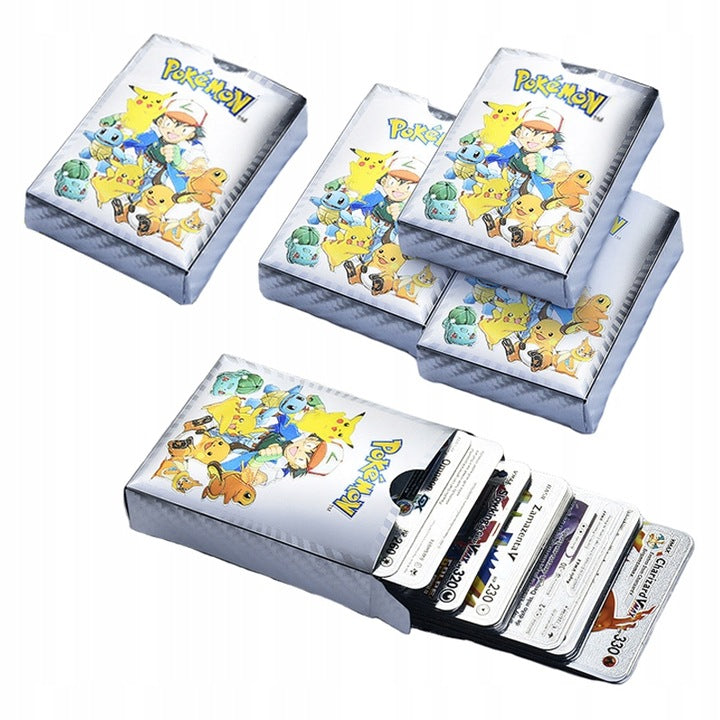 Karty Pokemon Kolekcjonerskie 3w1 Czarne Srebrne Tęczowe 165 Sztuk
