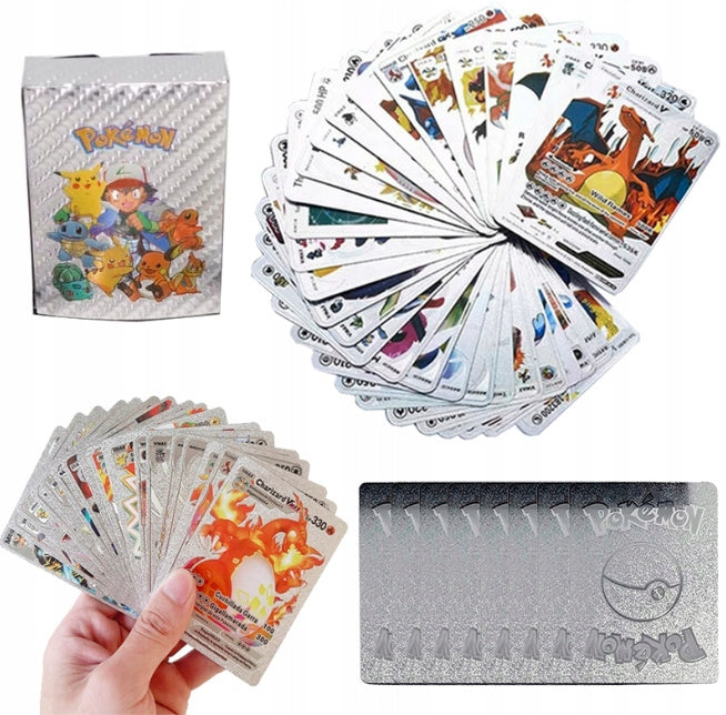 Karty Pokemon Kolekcjonerskie 3w1 Złote Czarne Srebrne 165 Sztuk