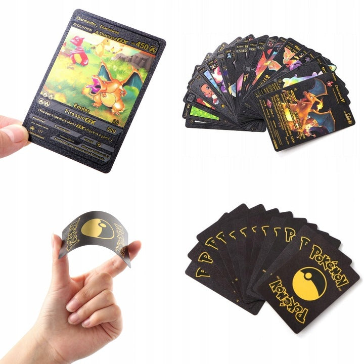 Karty Pokemon Kolekcjonerskie 3w1 Złote Czarne Srebrne 165 Sztuk